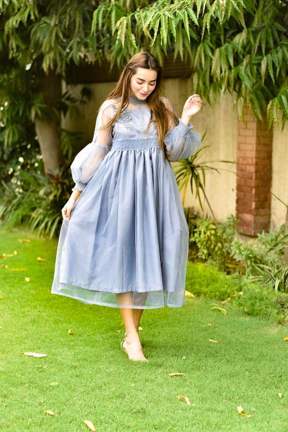 Trendy Grayish-Blue Frock