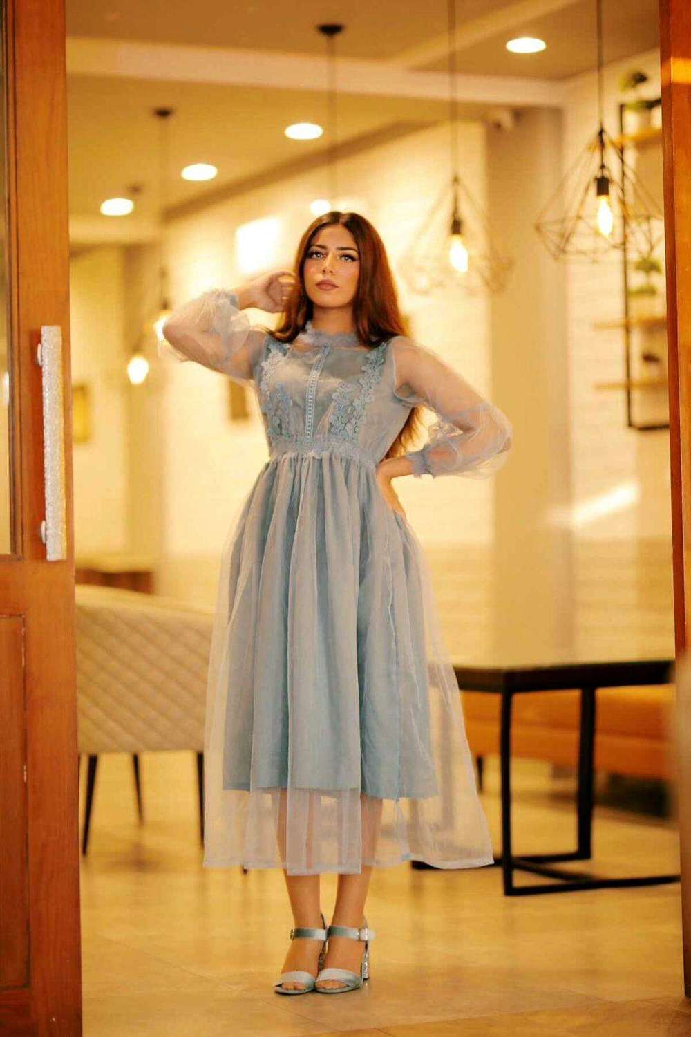 Trendy Grayish-Blue Frock